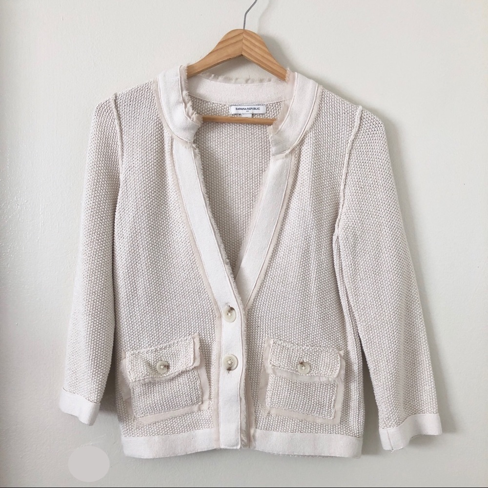 Banana Republic knit Cardigan trim detail XS